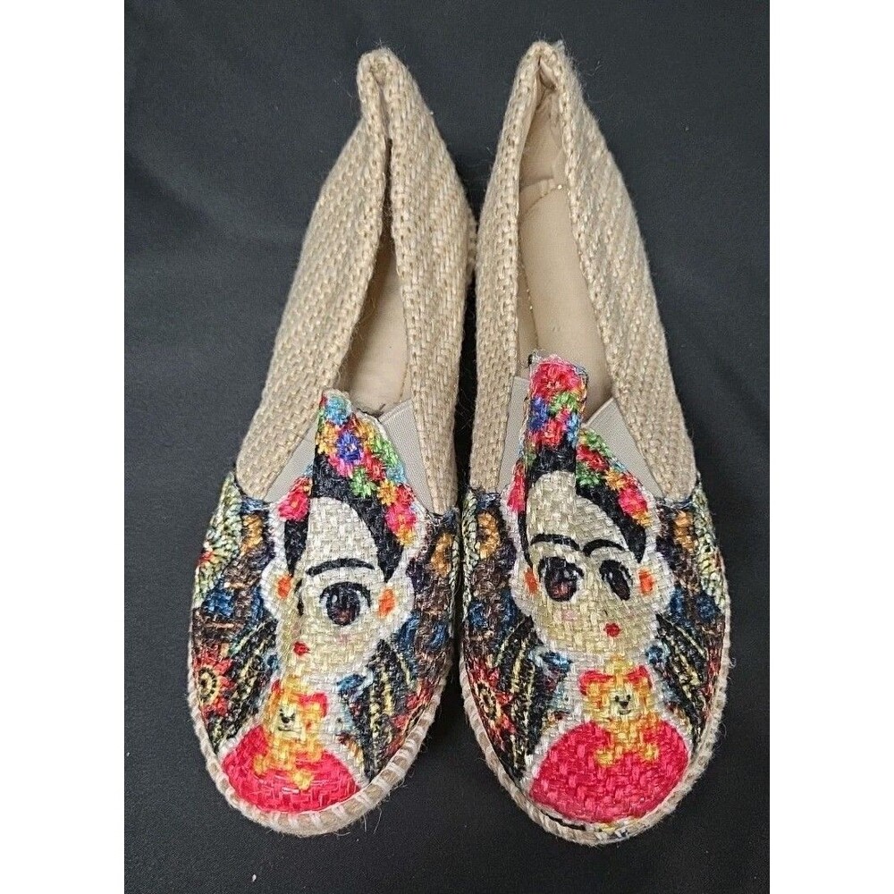 ZIPOLITE Espadrilles Woman’s Sz 6 Platform Espadrilles Frida Khalo Canvas-Mexico